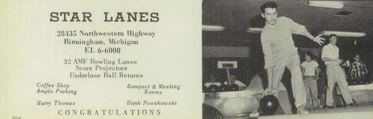 Star Lanes (Ark Lanes) - 1958 Southfield High Yearbook Ad Mistakenly Listing Alley As Being In Birmingham